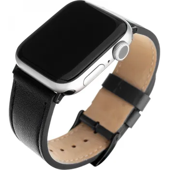 Příslušenství k chytrým hodinkám Kožený řemínek FIXED Leather Strap pro Apple Watch 42/44/45/46/49mm, černý