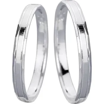 Prsten Vegas White - úzké snubní prstýnky z bílého zlata s rytím