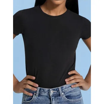 Dámské tričko Sinsay - Bavlněné tričko Basic - černá - 8010J-99X - 8010J-99X-XXS