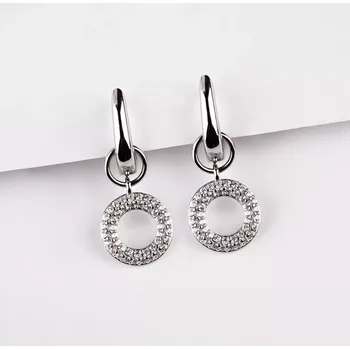 Náušnice Noril - stříbrné náušnice se zirkonovými kroužky + 2 přívěsky ZDARMA