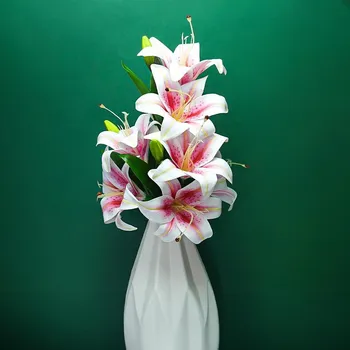 umělá květina Umělá kytice lilií 36 x 14 x 10 cm růžová žíhaná