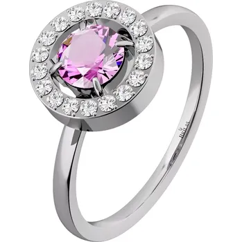Prsten Zafira P Steel - zásnubní prsten z chirurgické oceli s růžovým zirkonem