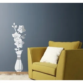 Zrcadlo Nalepovací dekorační zrcadla ve tvaru vázy s květinami