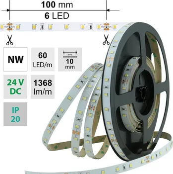 LED páska MCLED Pásek LED SMD2835 NW, 60LED/m, 14,4W/m, 1368lm/m, IP20, DC 24V, 10mm, 5m ML-126.701.60.0