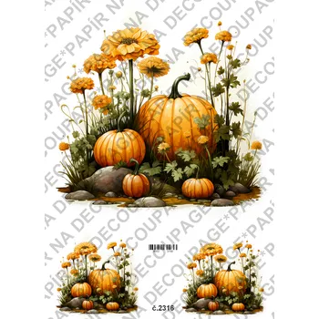 Umělecký papír Rýžový a soft papír na decoupage - Podzim, dýně - KB2316 Materiál: Soft, Rozměr: A4