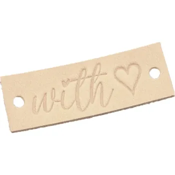Pro Háčkování Kožený štítek with ♥ 45x15mm přírodní