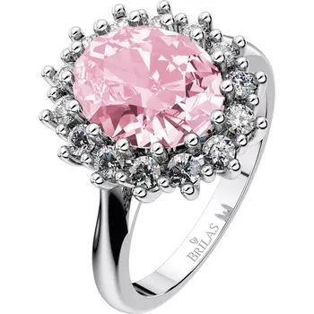 Prsten Megan P White - prsten z bílého zlata a růžovým zirkonem
