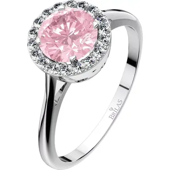 Prsten Emily P White - honosný prsten z bílého zlata a růžovým zirkonem