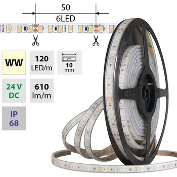 LED páska MCLED Pásek LED SMD2835 WW, 120LED/m, 9,6W/m, DC 24V, 610lm/m, CRI90, IP68, 10mm, 5m ML-126.868.60.0