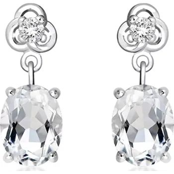 Náušnice Saturnina S White Topaz - stříbrné náušnice s bílým topazem