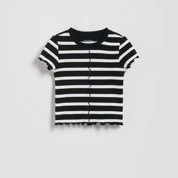 Reserved - Krátké žebrované tričko - černý - 569FT-99X - 569FT-99X-104