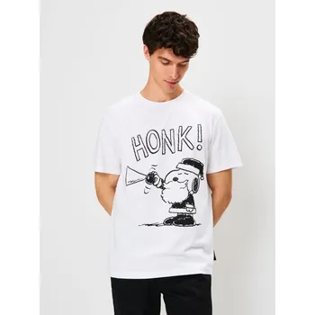 Pánské tričko Sinsay - Bavlněná košilka s potiskem Peanuts - bílá - 893GP-00X - 893GP-00X-M