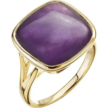 Prsten EVOLUTION GROUP CZ Pozlacený prsten čtverec s ametystem - velikost 52 - 15033.3