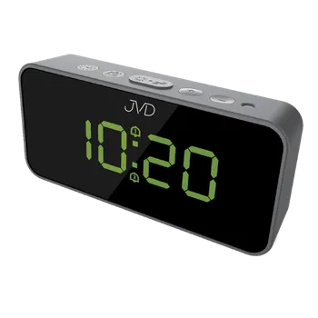 Budík Digitální budík do sítě JVD SB3212.1 s teploměrem, USB nabíjením a světelným senzorem (zelené číslice s napájecím kabelem s adaptérem!!)