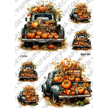 Umělecký papír Rýžový a soft papír na decoupage - Podzim, dýně - KB2324 Materiál: Soft, Rozměr: A4