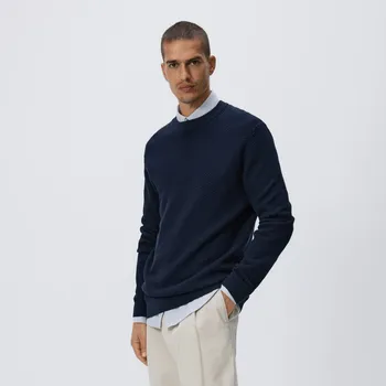 Pánský svetr Reserved - Strukturovaný svetr - tmavomodrá - 050FR-59X - 050FR-59X-XXL