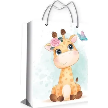 Dárková taška Anděl Dárková taška s glitry velká Žirafa 32 x 26 cm