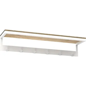 Věšák Nástěnný věšák na ručníky s policí 10x60 cm bílá