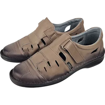 Pánské polobotky D 505 - 23 Pánské letní zdravotní nazouvací polobotky – světle béžové, doprodej 42