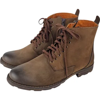 Pánské polobotky D 820 -11 Kotníčkové pánské hnědé boty na zip, doprodej 42