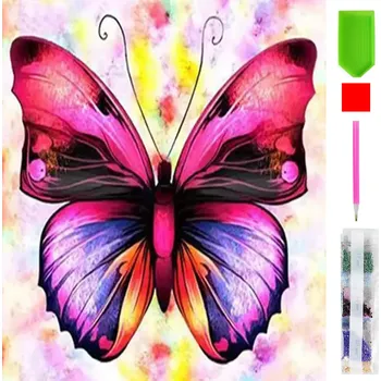 Real Home Diamantové Vyšívání - Barevný Motýl 5D 6