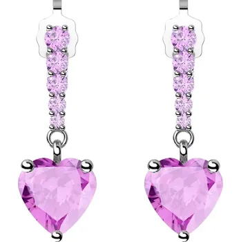 Náušnice Sike Pink - stříbrné náušnice se zirkony