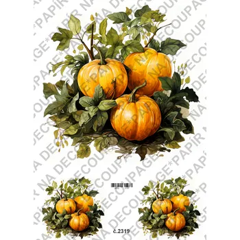 Umělecký papír Rýžový a soft papír na decoupage - Podzim, dýně - KB2319 Materiál: Soft, Rozměr: A4
