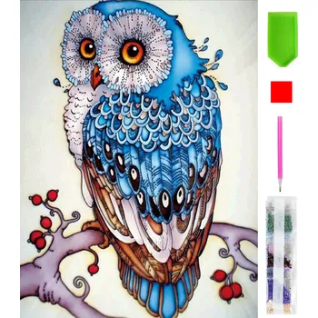 Real Home Diamantové vyšívání - barevné sovy 5D 2