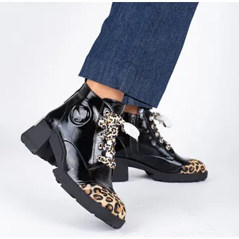 Dámské sandále Dámské kotníkové boty Letizia z lakované kůže s leopardím vzorem Velikost: 36
