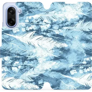 Pouzdro na mobilní telefon Flipové pouzdro Mobiwear - OnePlus Nord CE5 - M058S Světle modrá horizontální pírka (Knížkové flip pouzdro, obal, kryt na mobil OnePlus Nord CE 5 - M058S Světle modrá horizontální pírka, materiál Umělá kůže + TPU - ochrana 360°, stojánek, silikonová)