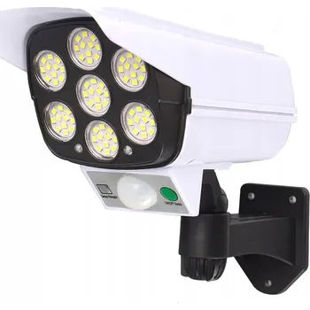 SOLÁRNÍ LED REFLEKTOR 5W PIR LAMPA FASÁDNÍ BÍLÁ IMITACE KAMERY DÁLKOVÝ OVLADAČ