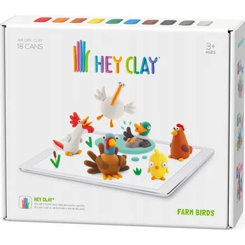 Modelovací hmota Modelovací hmota pro děti, sada Modelína HEY CLAY Ptáci z farmy 18ks.