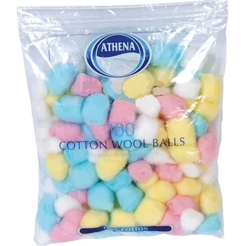 Kosmetický tampón Athena Beauté vatové chomáčky barevné 100 ks