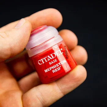 Modelářská barva Citadel Base: Mephiston Red 12ml - barva na figurky miniatury