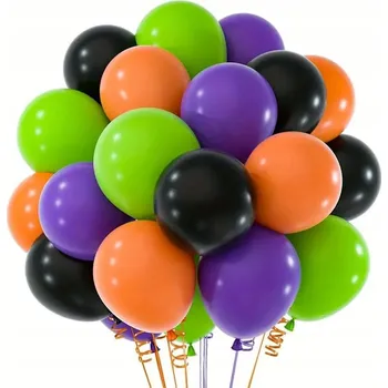 Party dekorace Sada balónků černá oranžová zelená fialová HALLOWEEN 30 cm 20 ks