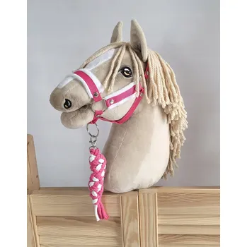 Hobby horsing Hobby Horse ohlávka A3+ s vodítkem z provázku, tmavě růžová