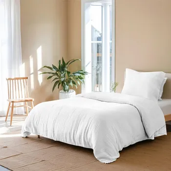 Povlečení Bavlněné ložní Povlečení z mušelínu 135 x 200 cm, Polštář 80 x 80 cm, bílé
