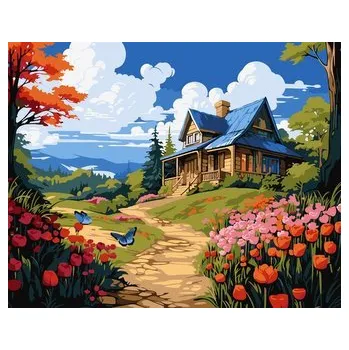 Set školních potřeb Malowanie po numerach - Wiosenna bajka 40x50cm