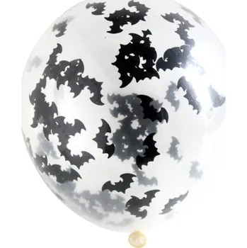 Balónek Folat Balónky průhledné 30 cm s konfetami Netopýři 4 ks