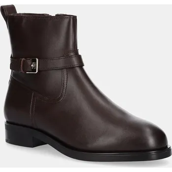 Oblečení a móda Kožené kotníkové boty Tommy Hilfiger TH BUCKLE RIDING LEATHER BOOTIE FW0FW08781 hnědá 88X, EUR 40