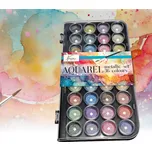 Metalické akvarelové barvy, 36 barev a štětec