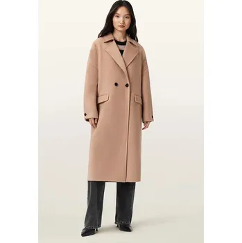 Kabát s příměsí vlny AllSaints SELLMA W019OD béžová 01A, vel. 34