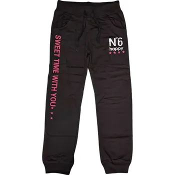 Dívčí kalhoty Dívčí tepláky černé Kugo M7031