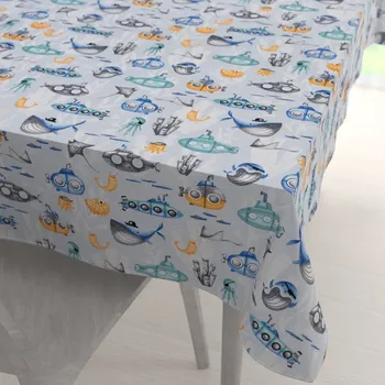 ubrus Dětský bavlněný obdélníkový ubrus Sandra SA-673 Podmořský svět modrý 50x100 cm