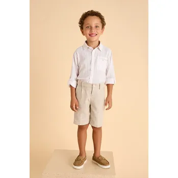 Kalhoty s lněnou směsí pro děti Mayoral béžová barva, vzorované, 3217 3217.5A.Mini.PPYA 12X, vel. 140