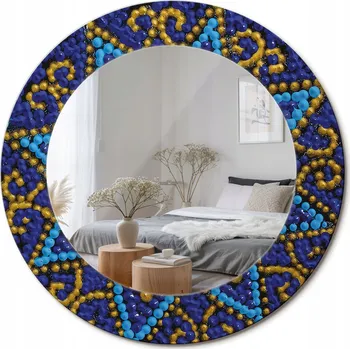 Zrcadlo Zrcadlo s potiskem do koupelny do předsíně, kuchyně, karnevalový vzor, průměr 50 cm