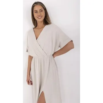 Dámské šaty Béžové letní šaty z mušelínu