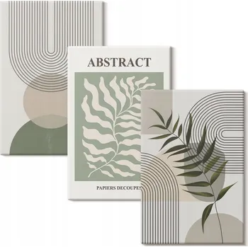 Obraz Vícedílný Obraz Na Plátně Set Botanické boho abstrakce 3x 40x60 cm