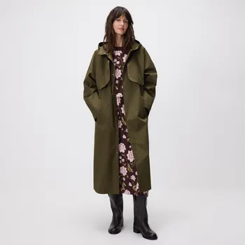 Dámský kabát Reserved - Bavlněný kabát s kapucí - zelená - 038HV-87X - 038HV-87X-M