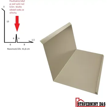 Střešní lemovaní Lemování ke zdi spodní rš: 416mm délka 2m (lem ke zdi s koněm)